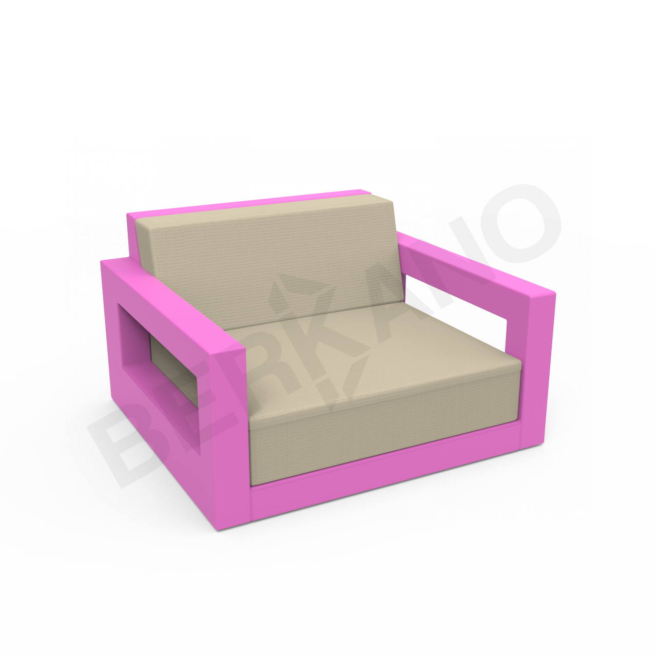 Кресло Quarter lounge с подушками фиолетового цвета / аксессуар бежевого цвета - фото 1