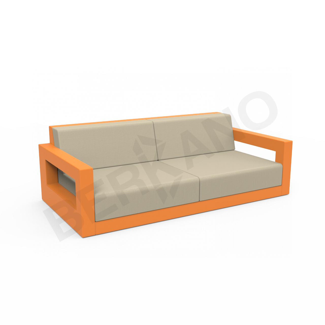 Диван Quarter lounge с подушками оранжевого цвета / аксессуар бежевого цвета - фото 1