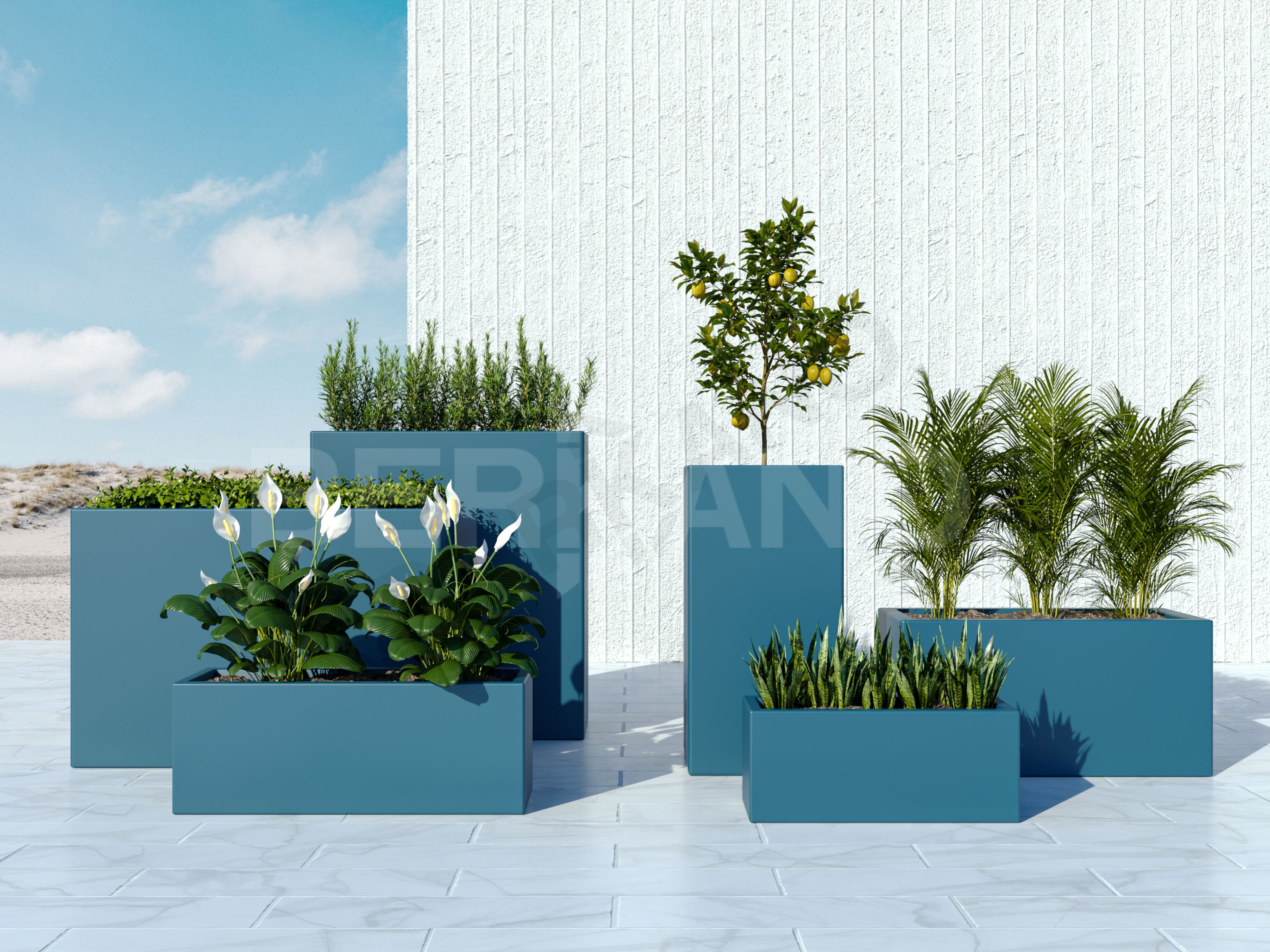 Кашпо Cubric 120*50 синего цвета - фото 2