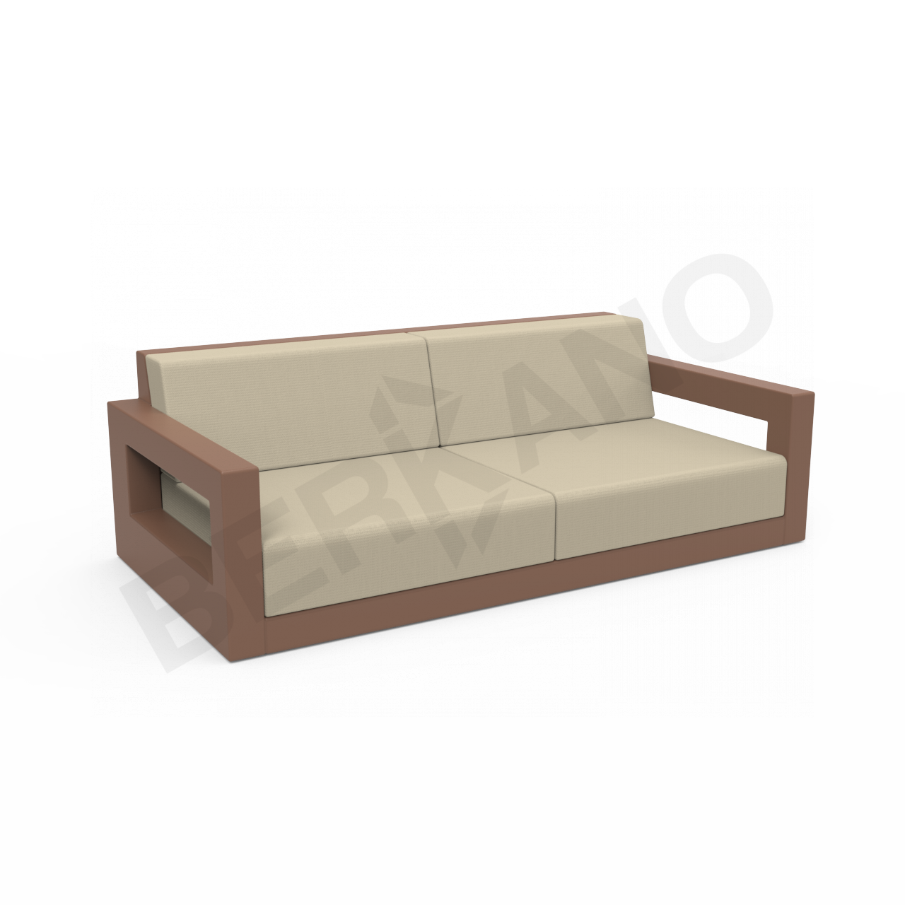 Диван Quarter lounge с подушками коричневого цвета / аксессуар бежевого цвета - фото 1