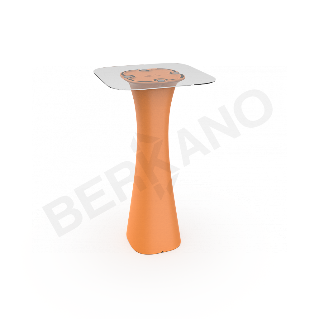 Стол барный со стеклом Grace Bar Square оранжевого цвета - фото 1