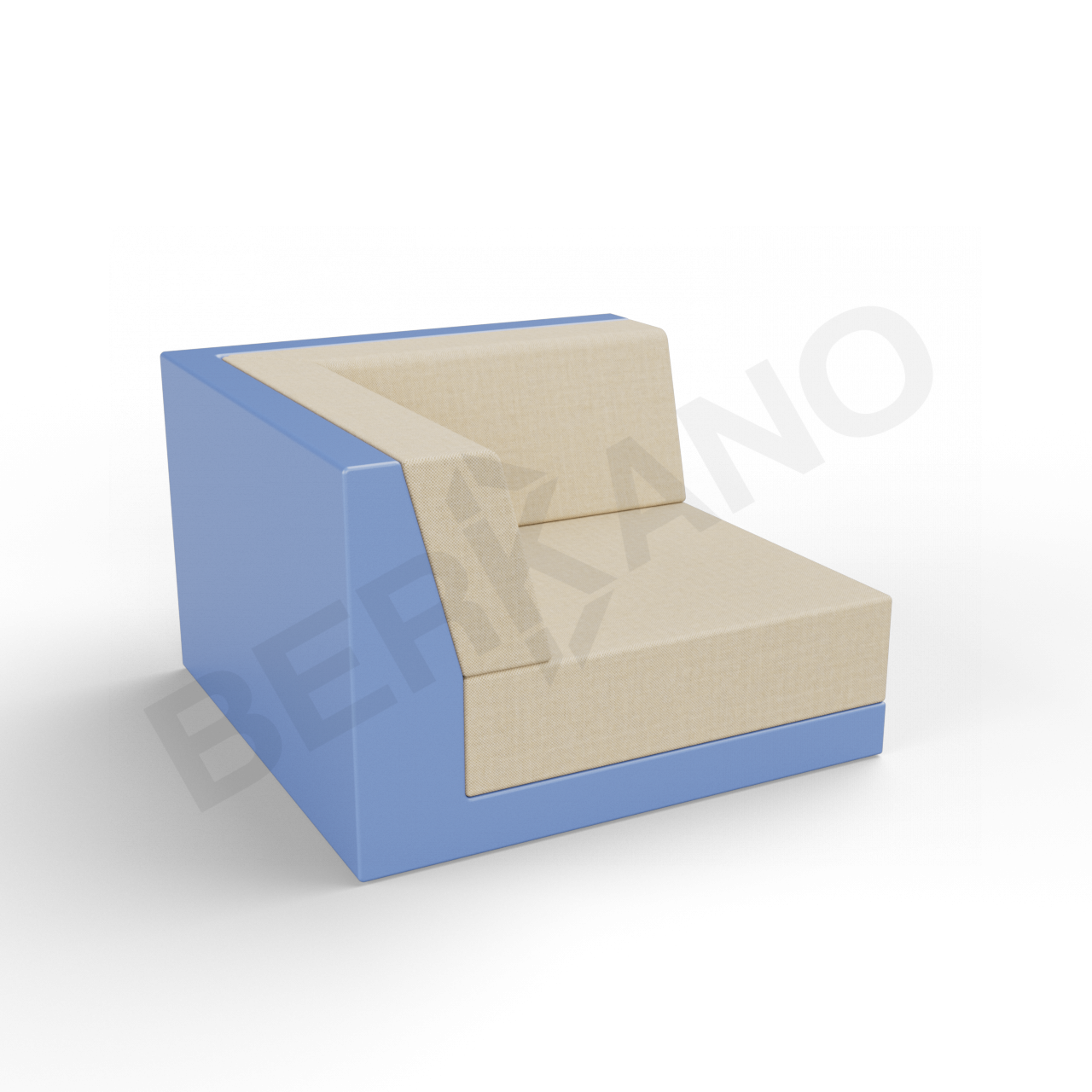 Угловой модуль Quarter modular с подушками синего цвета / аксессуар бежевого цвета - фото 1