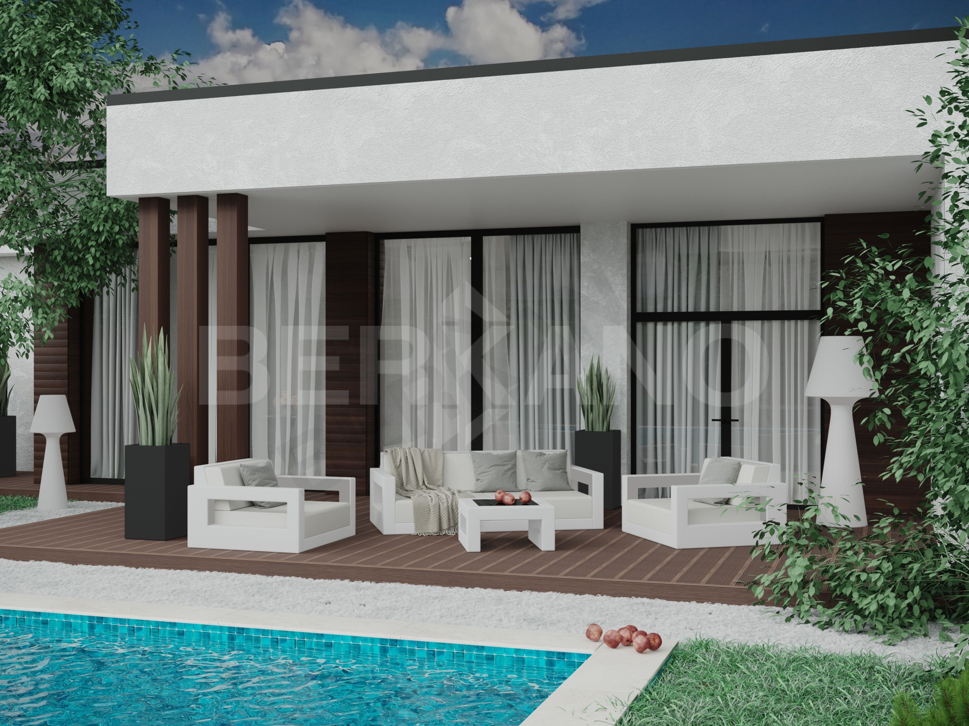 Диван Quarter lounge с подушками серого цвета / аксессуар бежевого цвета - фото 3