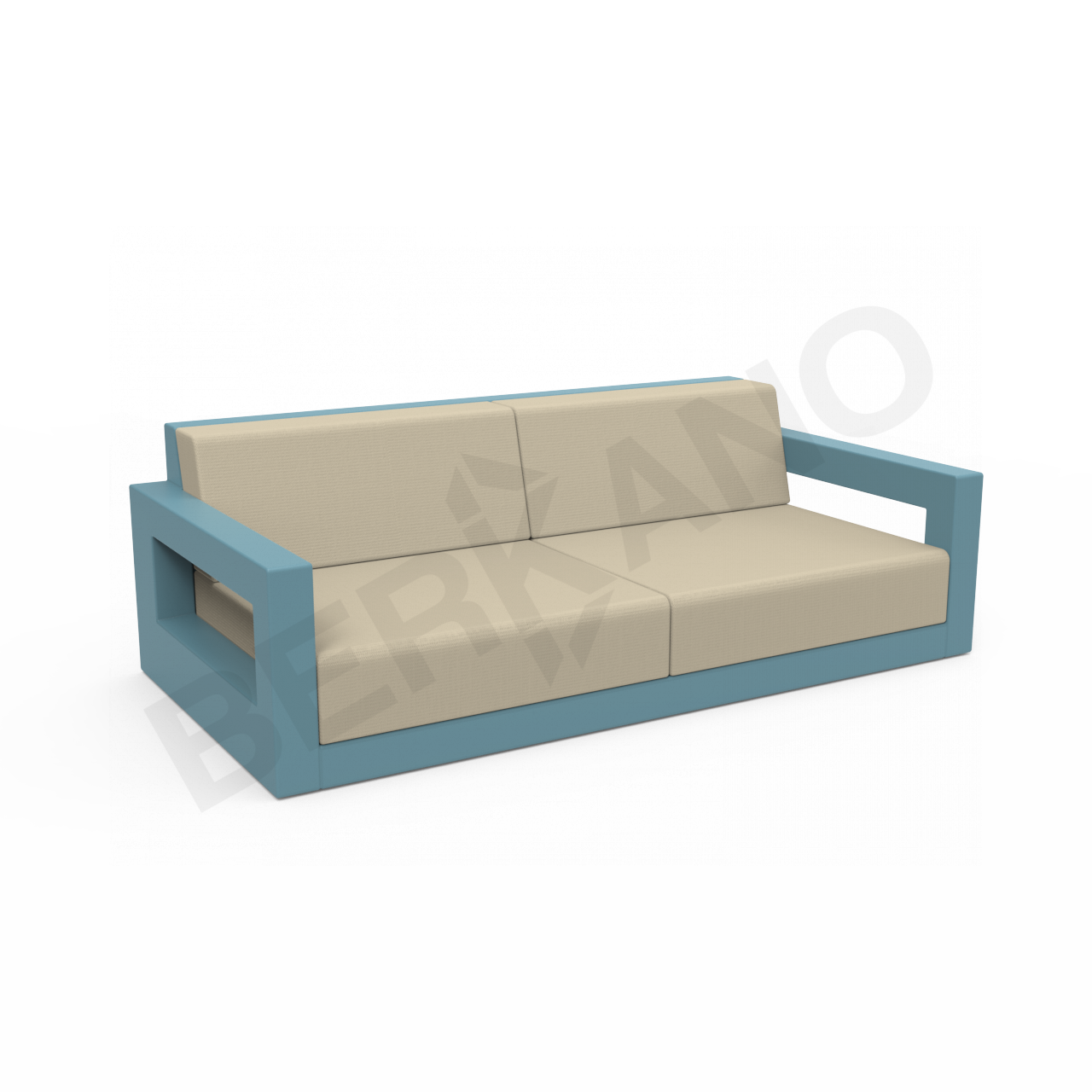 Диван Quarter lounge с подушками бирюзового цвета / аксессуар бежевого цвета - фото 1