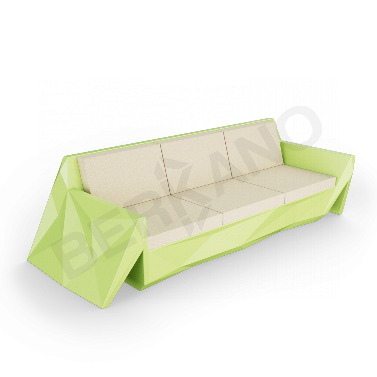 Диван Quaro с подушками зеленого цвета / аксессуар бежевого цвета - фото 1