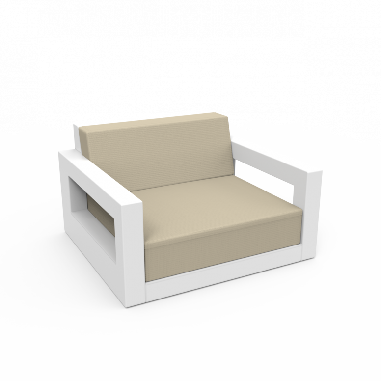 Кресло Quarter lounge с подушками белого цвета / аксессуар бежевого цвета